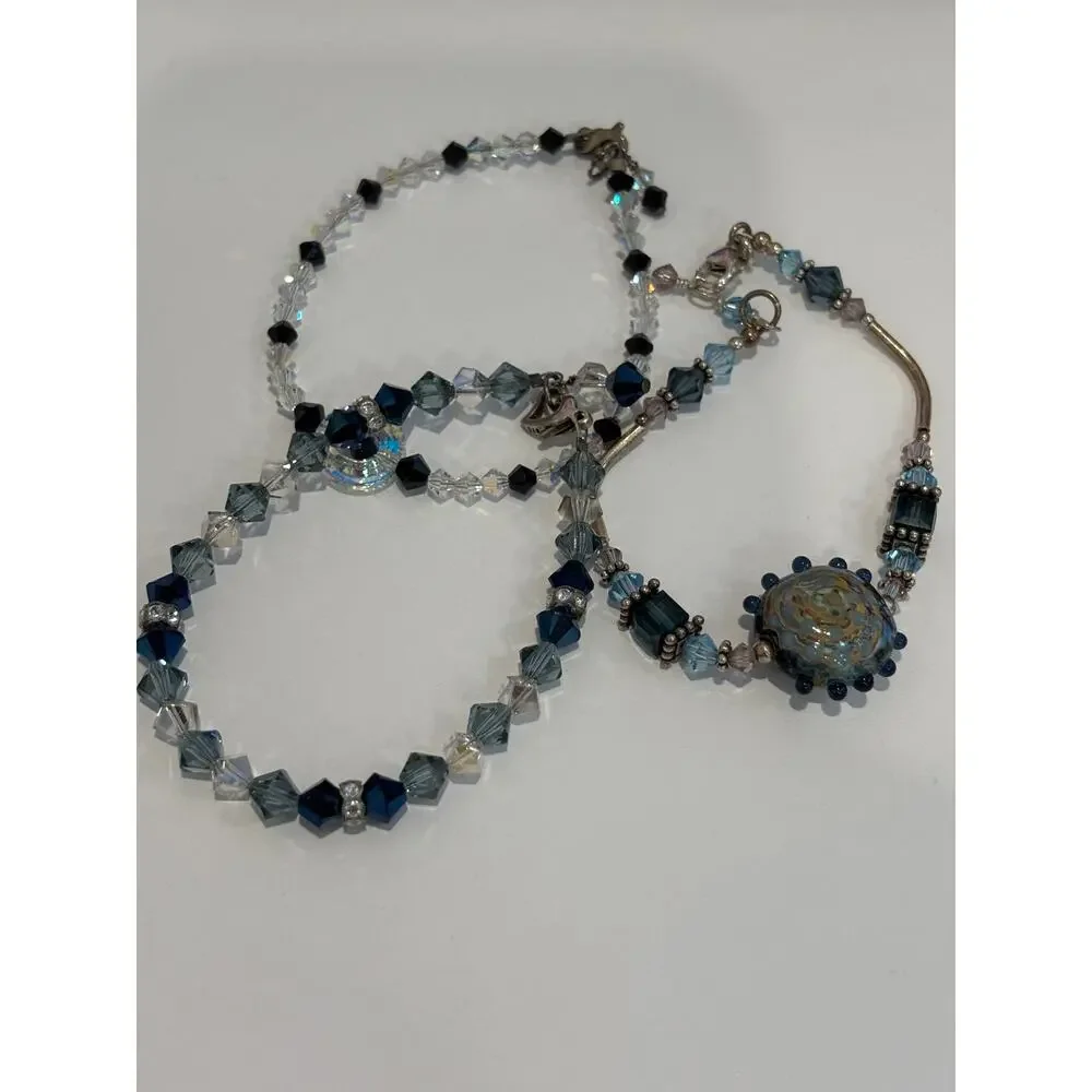 Lot of 3 Beaded Bracelets with Sterling Silver Clasps and Beads